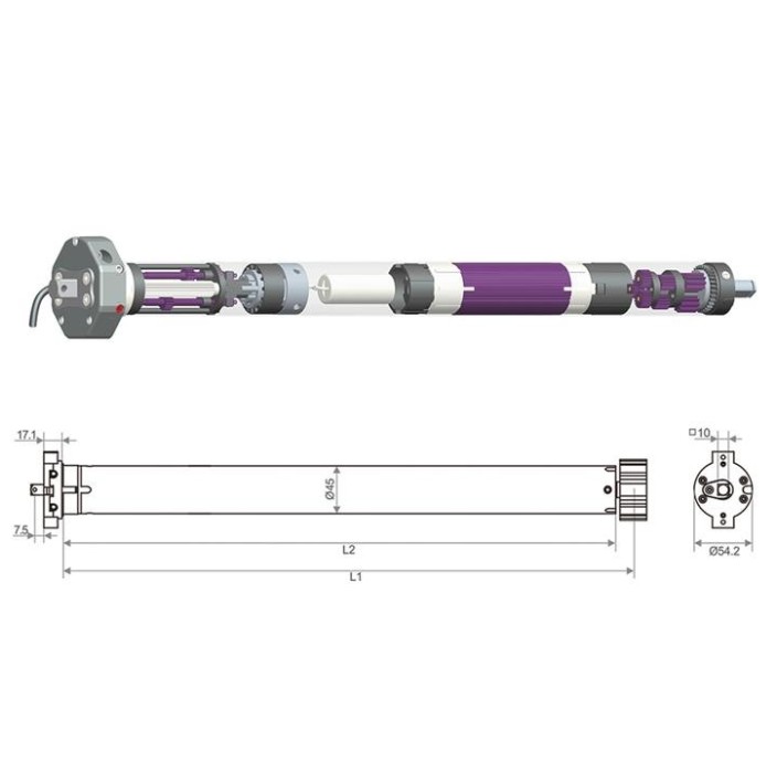 Σωληνωτό μοτέρ με μανιβέλα PN59M-80/15 profelmnet (80Nm)