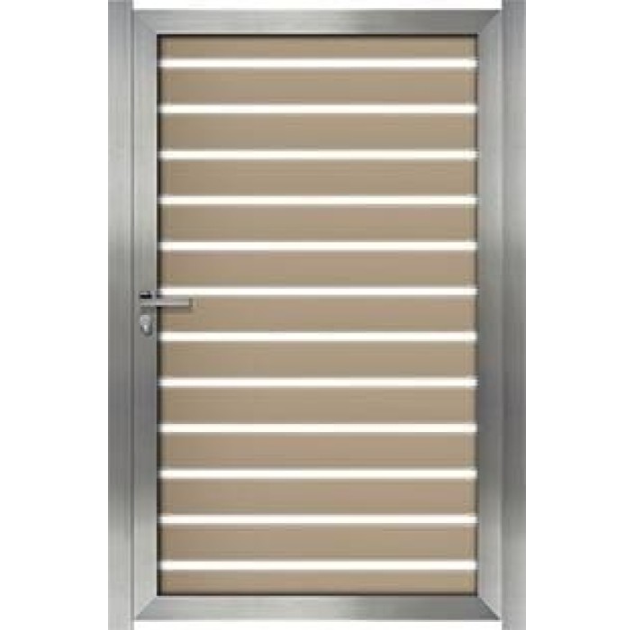 Μονόφυλλη ανοιγόμενη αυλόπορτα  Stylegates C 481 150x150 σε μπεζ χρωμα