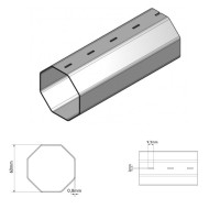 Οκτάγωνος άξονας για ρολά, γαλβανιζέ 60mm (Φ60) , πάχους 0,8mm (Τιμή μέτρου)