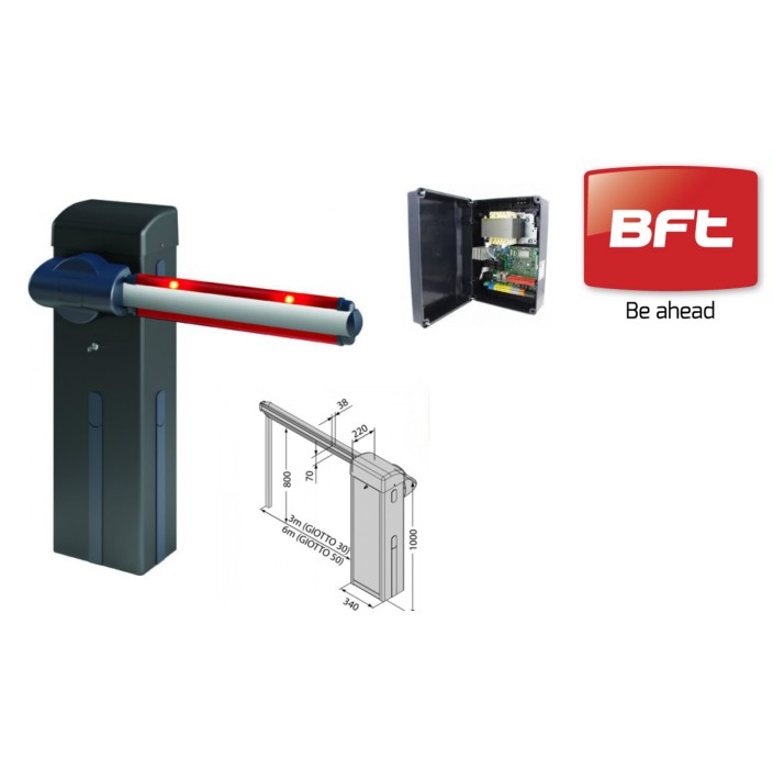 Μπάρα Στάθμευσης 24V BFT GIOTTO 50BT με κοντάρι 5m - Εντατική χρήση και ταχύτητα 8sec