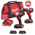 Milwaukee M12 BPDFCOT2A-202B Σετ Γωνιακός Τροχός & Δραπανοκατσάβιδο 12V με 3 Μπαταρίες 2Ah και Θήκη