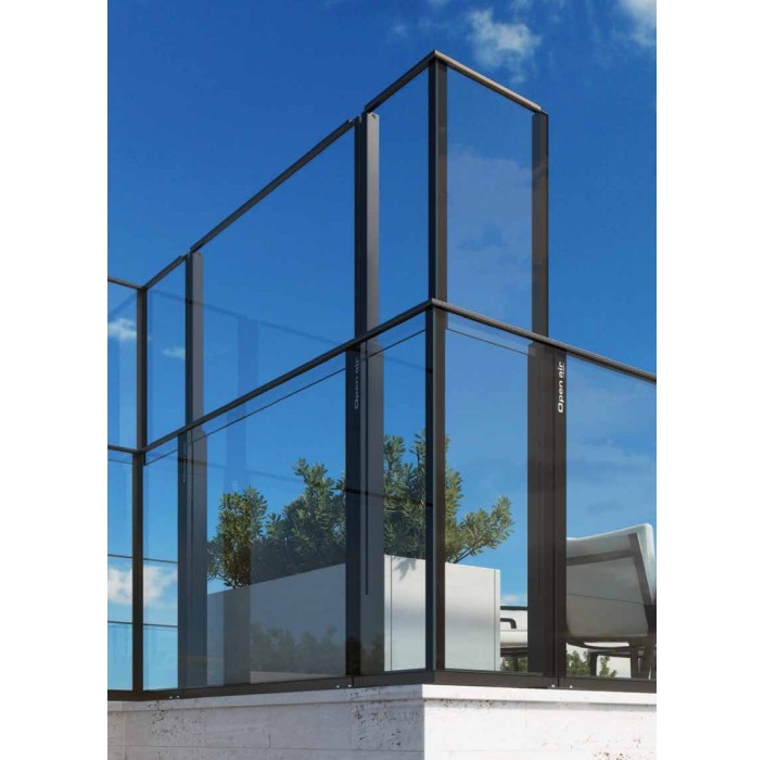 Σύστημα Γυάλινου ανεμοφράχτη Open air glass wall Aluminco 1.00mx2.00m (4+4 2PVB)