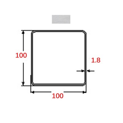 Κοιλοδοκός 100x100x1.8mm Γαλβανιζέ 6m