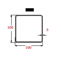 Κοιλοδοκός 100x100x3mm Μαύρος 6m
