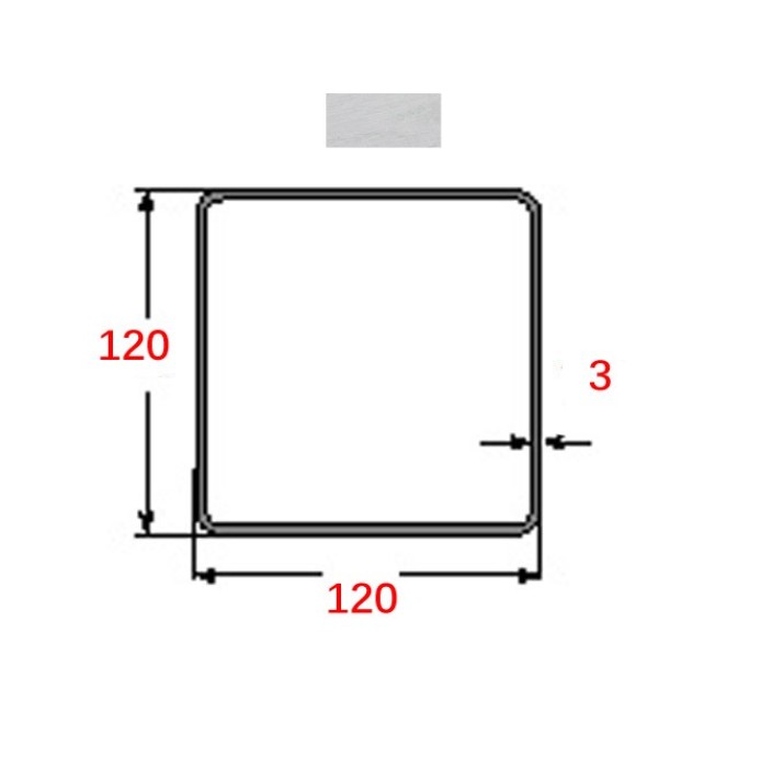 Κοιλοδοκός 120x120x3mm Γαλβανιζέ 6m
