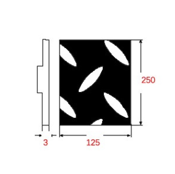 Λαμαρίνα Κριθαράκι Σιδήρου Μαύρη 1250x2500x3mm