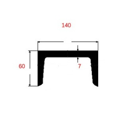 Πι UPN Μαύρο 140x60x7mm 6m