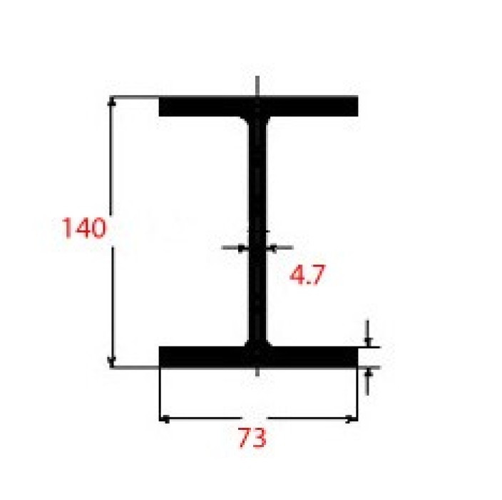 Ητα IPE Μαύρο 140x73x4.7mm 6m