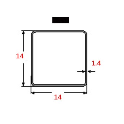 Στραντζαριστό 14x14x1.4mm Μαύρο ενισχυμένου τύπου 5m