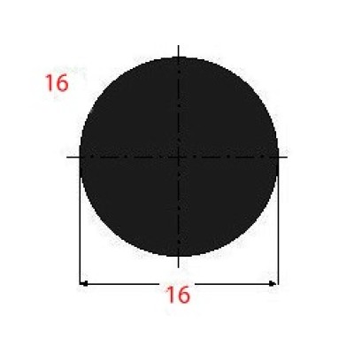 Μασίφ Στρογγυλό Μαύρο 16x16 6m (Φ16)