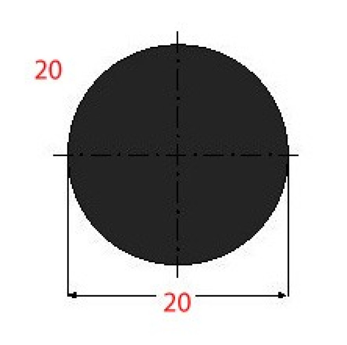 Μασίφ Στρογγυλό Μαύρο 20x20 6m (Φ20)
