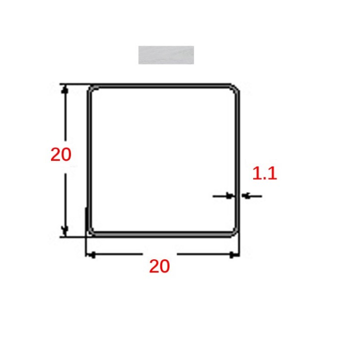 Στραντζαριστό 20x20x1.1mm Γαλβανιζέ απλού τύπου 5m
