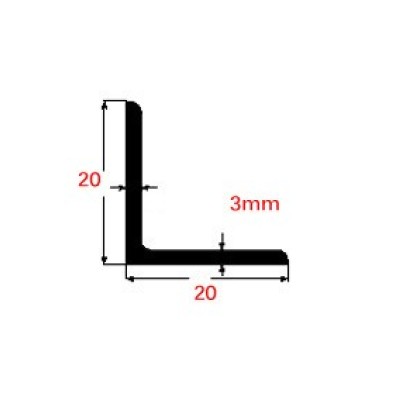 Γωνία Μαύρο 20x20x3mm 6m