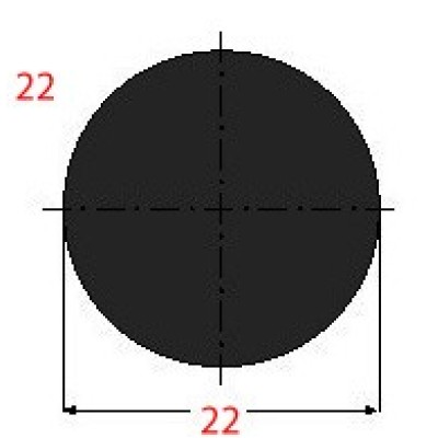 Μασίφ Στρογγυλό Μαύρο 22x22 6m (Φ22)
