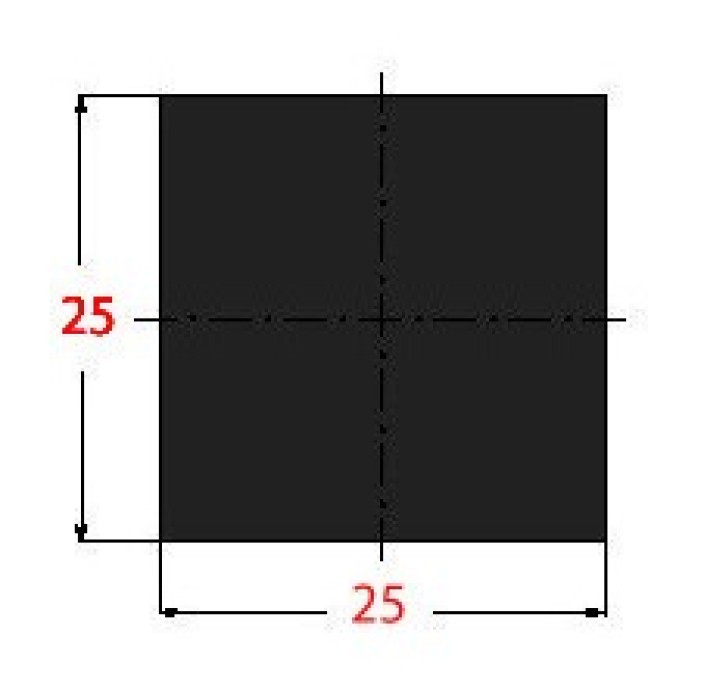 Μασίφ Τετράγωνο Μαύρο 25x25 6m