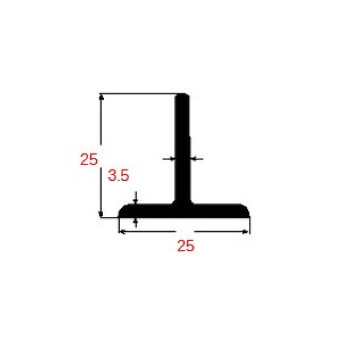 Ταύ Μαύρο 25x25x3mm 6m