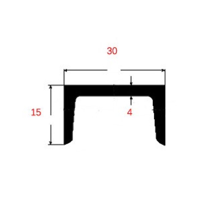 Πι UPN Μαύρο 30x15x4mm 6m