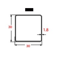 Κοιλοδοκός 30x30x1.8mm Μαύρος 6m