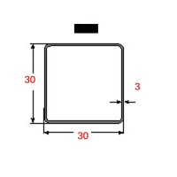 Κοιλοδοκός 30x30x3mm Μαύρος 6m