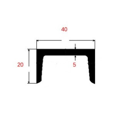 Πι UPN Μαύρο 40x20x5mm 6m