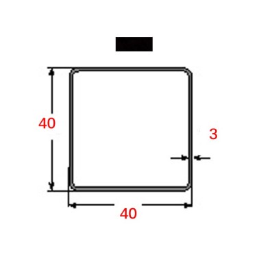 Κοιλοδοκός 40x40x3mm Μαύρος 6m