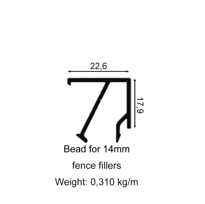 Πηχάκι για κολώνα 60x60 αλουμινίου για τάβλα 14mm 6060P1, Τέχνη (βέργα 6m) χρώμα 7042 ΜΑΤ