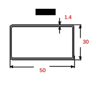 Στραντζαριστό 50x30x1.4mm Μαύρο ενισχυμένου τύπου 5m