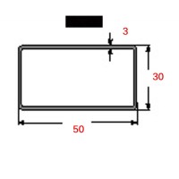 Κοιλοδοκός 50x30x3mm Μαύρος 6m