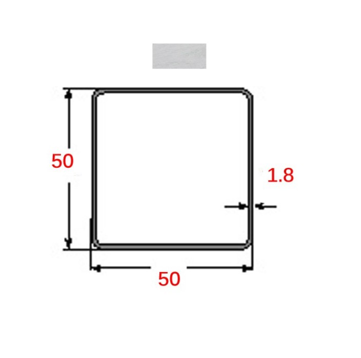 Κοιλοδοκός 50x50x1.8mm Γαλβανιζέ 6m