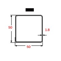 Κοιλοδοκός 50x50x1.8mm Μαύρος 6m