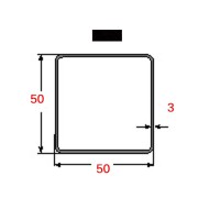 Κοιλοδοκός 50x50x3mm Μαύρος 6m