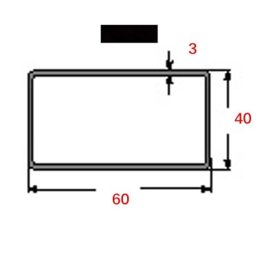 Κοιλοδοκός 60x40x3mm Μαύρος 6m