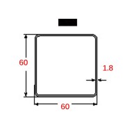 Κοιλοδοκός 60x60x1.8mm Μαύρος 6m