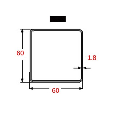 Κοιλοδοκός 60x60x1.8mm Μαύρος 6m