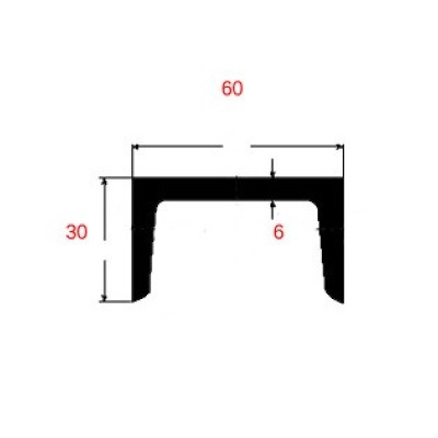 Πι UPN Μαύρο 60x30x6mm 6m