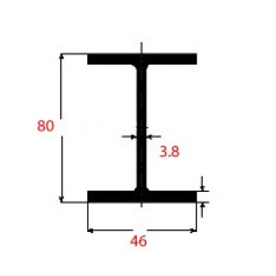 Ητα IPE Μαύρο 80x46x3.8mm 6m