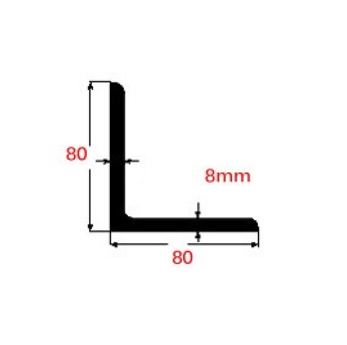 Γωνία Μαύρη 80x80x8mm 6m