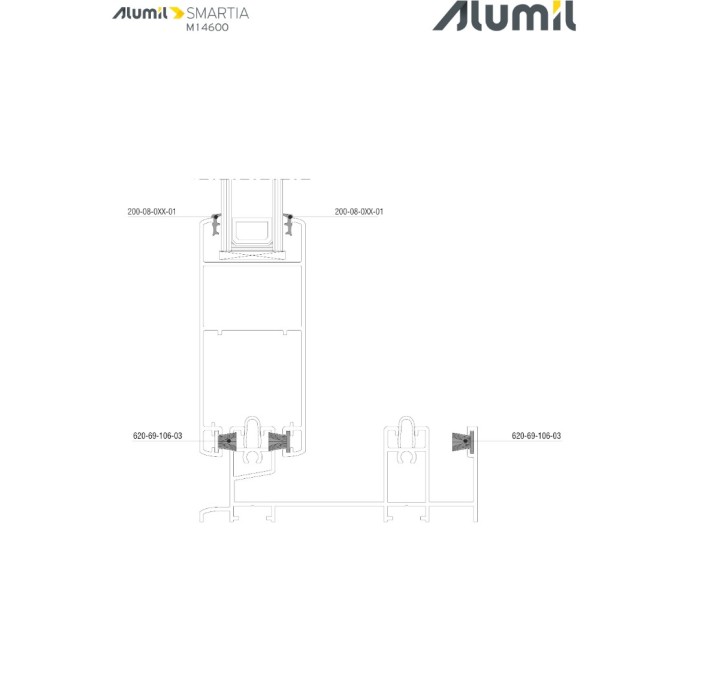 Κάσα επάλληλου M14608 σειράς Μ14600 Smartia Alumil 6m σε χρώμα λευκό 9016