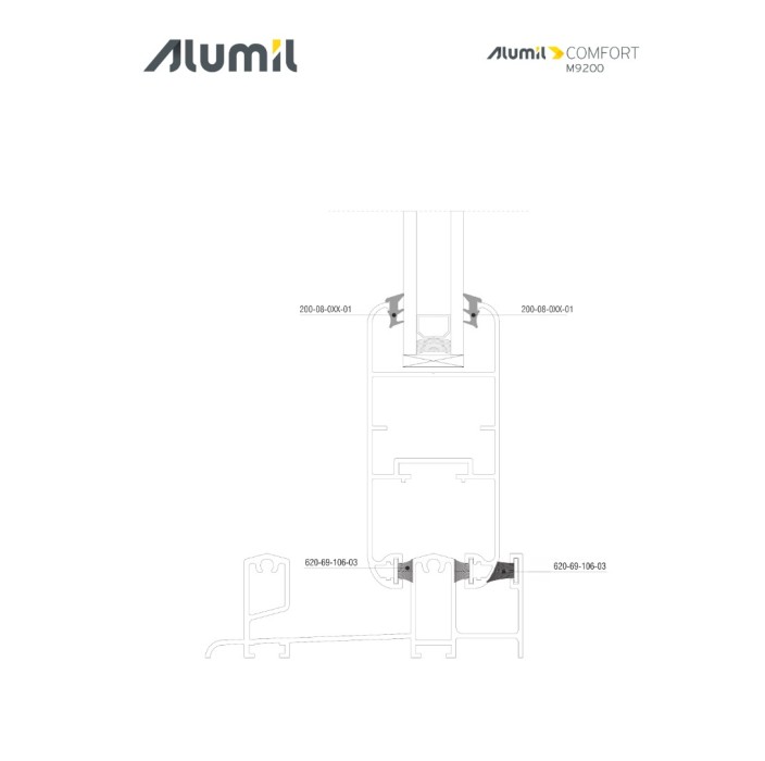 Γάντζος (άγκιστρο) M9203 σειράς Μ9200 Comfort Alumil 6m σε χρώμα λευκό 9016