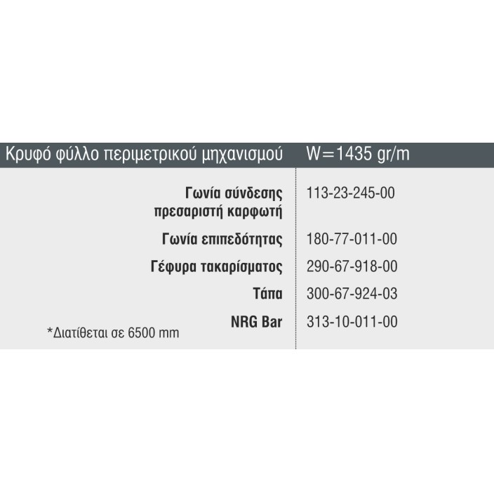 Κρυφό φύλλο Περιμετρικού μηχανισμού S67918 σειράς S67 Smartia Alumil 6m σε χρώμα λευκό 9016