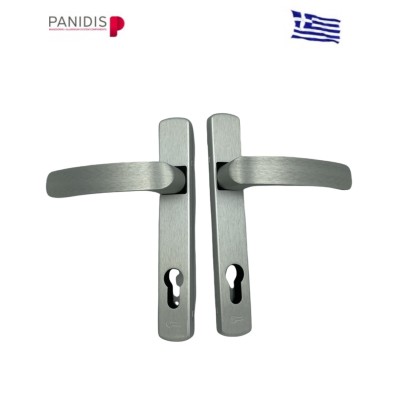 Χειρολαβή διπλή με πλάκα X-708 Μακεδονικής φυδική ανοδίωση ασημί.