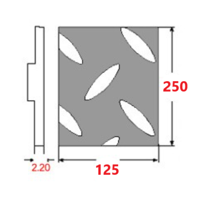 Λαμαρίνα Κριθαράκι Αλουμινίου (Dammier) 1250x2500x2.2mm