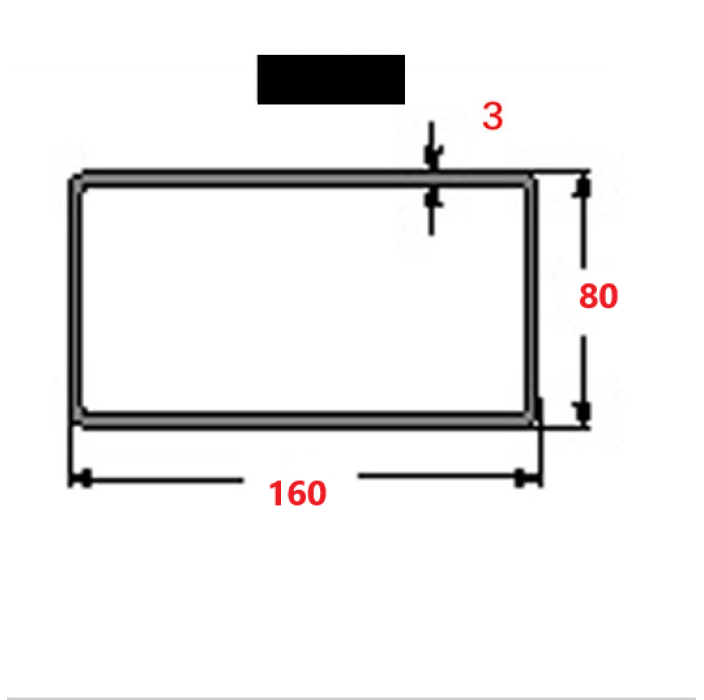 Κοιλοδοκός 160x80x3mm Μαύρος 6m