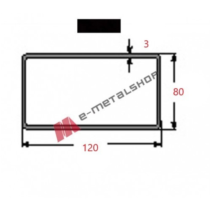 Κοιλοδοκός 120x80x3mm Μαύρος 6m