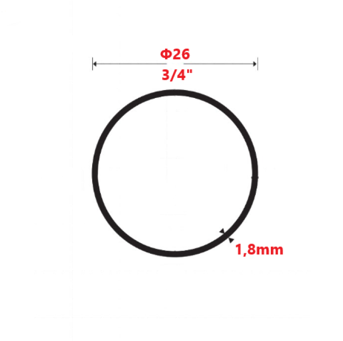 Σωλήνα Μαύρη Φ26 3/4'' 1,8mm 6m