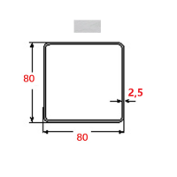 Κοιλοδοκός 80x80x2,5mm Γαλβανιζέ 6m