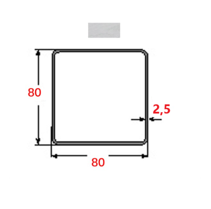 Κοιλοδοκός 80x80x2,5mm Γαλβανιζέ 6m