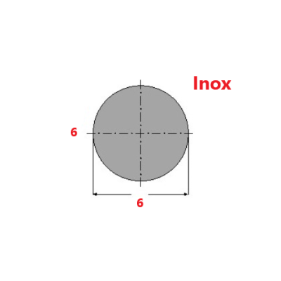 Ανοξείδωτο inox 304 στρογγυλό Φ6 μήκος 3m.