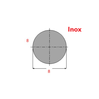 Ανοξείδωτο inox 304 στρογγυλό Φ8 μήκος 3m.