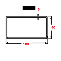 Κοιλοδοκός 100x60x3mm Μαύρος 6m